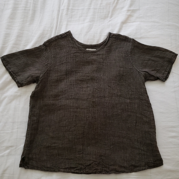Moss green vtg 90s FLAX linen top heavyweave sz M - Picture 1 of 7